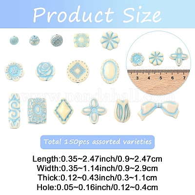 150шт 15 стиля непрозрачные бусины из акриловой эмали&nbsp;OACR-YW0004-18-1