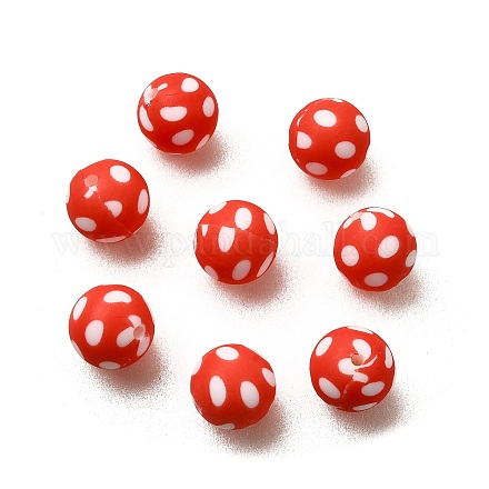 Круглые бусины из пищевого силикона с точечным принтом в виде волны&nbsp;PW-WG66974-55-1