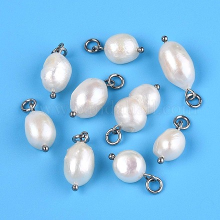 Подвески из натурального барочного жемчуга кеши и культивированного пресноводного жемчуга&nbsp;LS-PEAR-Q013-01C-1