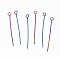 Ion Plating(IP) 304 Stainless Steel Eye Pins, Rainbow Color, 35x0.6mm, Hole: 2mm