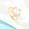 Brass Micro Pave Cubic Zirconia Finger Rings for Women, Round, with ABS Plastic Imitation Pearl, Real 18K Gold Plated, 12.5mm, Inner Diameter: 16.8mm