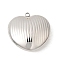 304 Stainless Steel Pendants, Heart Charms, Stainless Steel Color, 24x25x10mm, Hole: 2mm