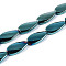 Electroplate Glass Beads Strands, Teardrop, Green Plated, 26x13x5.5~7mm, Hole: 1.5mm, about 30pcs/strand, 30.12~30.51 inch(76.5~77.5cm)