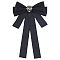 Bowknot Tie Polyester Rhinestone Brooches, with Imitation Pearl, Black, 218x130x20mm