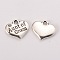 Antique Silver Tone Tibetan Style Heart with Aunt of Groom Rhinestone Charms, Cadmium Free & Lead Free, Wedding Theme, Crystal, 14x16x3mm, Hole: 2mm