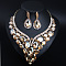 Teardrop Alloy Glass Stud Earrings & Bib Necklaces Sets for Women, Wheat, 450mm