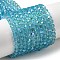 Electroplate Transparent Glass Beads Strands, Faceted, Round, Rainbow Plated, Deep Sky Blue, 4mm, Hole: 0.7mm, about 87~93pcs/strand, 32~33cm