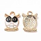 Alloy Enamel Pendants, Owl Charm, Golden, White, 16.5x12x2.5mm, Hole: 1.6mm