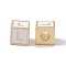 Rack Plating Brass Enamel Beads, Cadmium Free & Nickel Free & Lead Free, Real 18K Gold Plated, Cube with Letter, WhiteSmoke, Letter.L, 6x6x6mm, Hole: 2.5mm