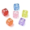 Spray Painted Transparent Acrylic Beads, Cube with Letter, Mixed Color, Letter Z, 9.5x9.5x10mm, Hole: 3.8mm, about 570pcs/500g