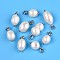 Natural Baroque Keshi Pearl Cultured Freshwater Pearl Pendants, Nuggets Charms with Brass Jump Rings, Platinum, Seashell Color, 15~20.5x8.5~9x6.5~9mm, Hole: 3mm