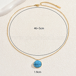 Женское ожерелье-цепочка из нержавеющей стали в богемном стиле с бирюзой&nbsp;OW9436