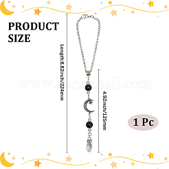 Подвесные украшения из натурального обсидиана и сплава&nbsp;HJEW-WH20009-03B