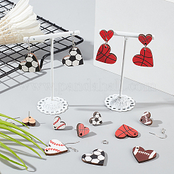 Набор для самостоятельного изготовления сережек-подвесок в форме сердца из дерева в виде спортивного мяча&nbsp;DIY-SC0024-94