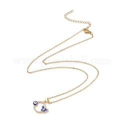 Кольцо из прозрачного кубического циркония с кулоном в виде дурного глаза и бабочки&nbsp;X-NJEW-O125-54G