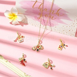 5 шт. 5 стиля женские эмалевые латунные европейские подвески-шармы&nbsp;KK-CJ0003-91