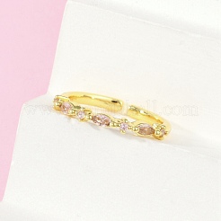 Латунные микро проложить манжеты кольца кубического циркония&nbsp;RJEW-S400-13G