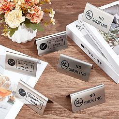 6 шт. 2 стиля 201 нержавеющая сталь знаки для некурящих и мест для курения&nbsp;AJEW-CP0003-90
