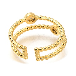 Открытые манжеты из латуни с микро-паве и кубическим цирконием для женщин&nbsp;RJEW-M022-28G