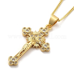 Ожерелья с подвеской в виде распятия из латуни с микропаве из кубического циркония&nbsp;LS-NJEW-S385-02G