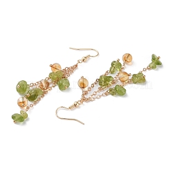 Серьги с подвесками из позолоченной латуни&nbsp;EJEW-K275-01G-04