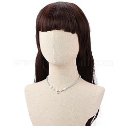 Ожерелье с подвеской в виде звезды из прозрачного кубического циркония с натуральным ангелитом и цепочками из бисера из искусственного жемчуга для женщин&nbsp;NJEW-JN04148