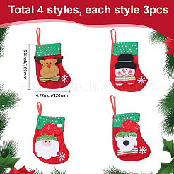 12 шт. 4 стиля тканевый рождественский чулок подарочный мешок подвеска украшение&nbsp;FIND-SP0020-60B