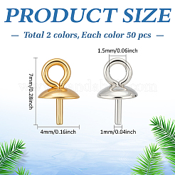 100 шт. 2-цветное вакуумное покрытие PVD из нержавеющей стали 304 с чашечкой-жемчужиной&nbsp;STAS-ME0002-97