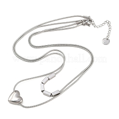 Двухслойные ожерелья в форме сердца из нержавеющей стали 304 для женщин&nbsp;NJEW-K298-01P