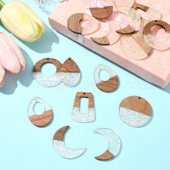 16 шт. 8 подвески из эпоксидной смолы и орехового дерева&nbsp;RESI-FS0001-87