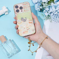 201 нержавеющая сталь стразы плоские круглые подвески для телефона ремешок на руку цепи&nbsp;HJEW-UN00079