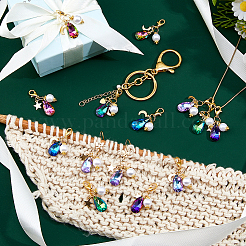 28 шт. 7-х цветные стеклянные и акриловые подвесные украшения&nbsp;HJEW-FH00134