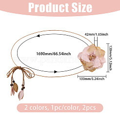 2 шт. 2 цвета тканевый цветочный ободок вощеный шнур платья пояса для женского украшения&nbsp;AJEW-CA0005-08