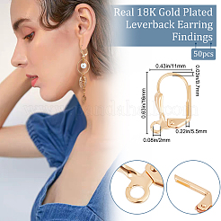 50 шт. латунная фурнитура для сережек с застежкой-молнией в виде листа&nbsp;KK-BBC0004-34