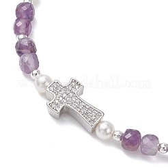 Природный аметист бисера браслеты простирания&nbsp;BJEW-JB13199-03