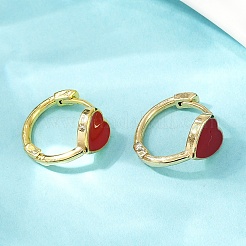 Серьги-кольца из латуни с эмалью в форме сердца&nbsp;LS-EJEW-S277-03G