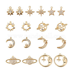 18 шт. 9 стиля латунные кубические цирконии вселенная космические подвески&nbsp;KK-KS0001-26