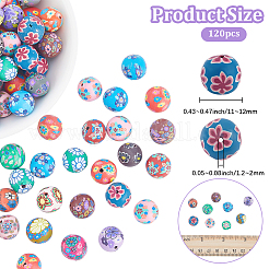 120 шт. бусины из полимерной глины с цветочным узором ручной работы&nbsp;CLAY-PA0001-24A