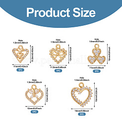 5 шт. 5 стиля латунные подвески с микропаве и кубическим цирконием&nbsp;KK-TA0002-99