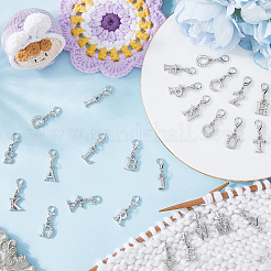 1 комплект подвесных украшений из сплава с буквами a~z и стразами&nbsp;HJEW-SC0002-02P