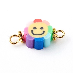 Цветок с улыбающимся лицом звенья из полимерной глины соединители&nbsp;PALLOY-JF00720