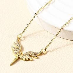 Комплекты серег-гвоздиков и ожерелий с подвесками из латуни и микропаве из кубического циркония SJEW-Z002-03G