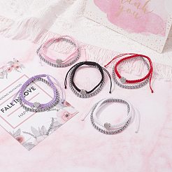 Браслеты из плетеных бусин в форме сердца из латуни с микро-паве&nbsp;BJEW-JB07044