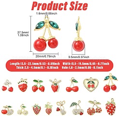 28 шт. 14 стиля подвески-фрукты из цинкового сплава со стразами&nbsp;FIND-CJ0004-95