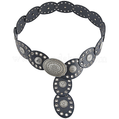 Винтажные ремни из сплава и искусственной кожи с овальными монетами&nbsp;AJEW-WH20128-038A