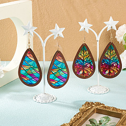 2 пара двухцветных акриловых сережек-подвесок для женщин&nbsp;EJEW-TA0001-53A