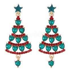 Рождественские серьги-гвоздики со стразами из сплава&nbsp;LS-EJEW-F399-03G