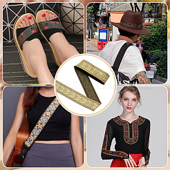 Жаккардовые цветочные ленты из полиэстера&nbsp;SRIB-WH0011-167B