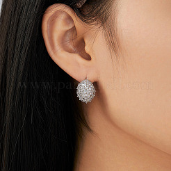 Элегантные плоские круглые серьги-кольца из латуни с прозрачным кубическим цирконием&nbsp;GD5823-1