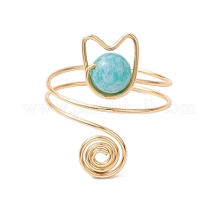 Круглые натуральные перстни с гемиморфитом&nbsp;RJEW-TA00145